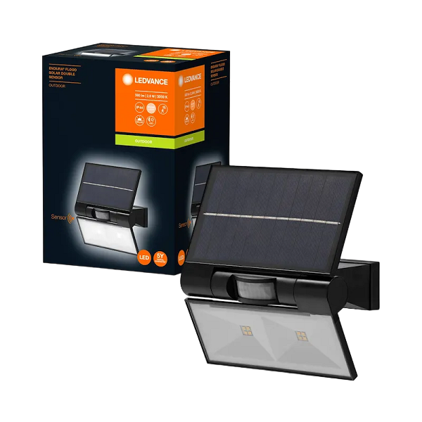 Уличный ночник-прожектор на солнечной батарее | 2.9W/3000K IP54 380lm СЕНСОР | - LEDVANCE ENDURA FLOOD SOLAR Double