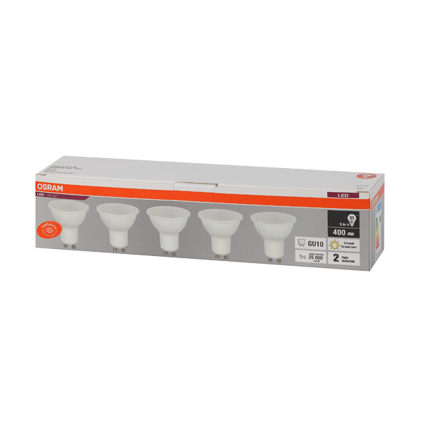 PAR16 5SW/3000K(=35W) GU10 230V  (Экопак 5шт) - Светодиодная лампа OSRAM LED Value PAR16