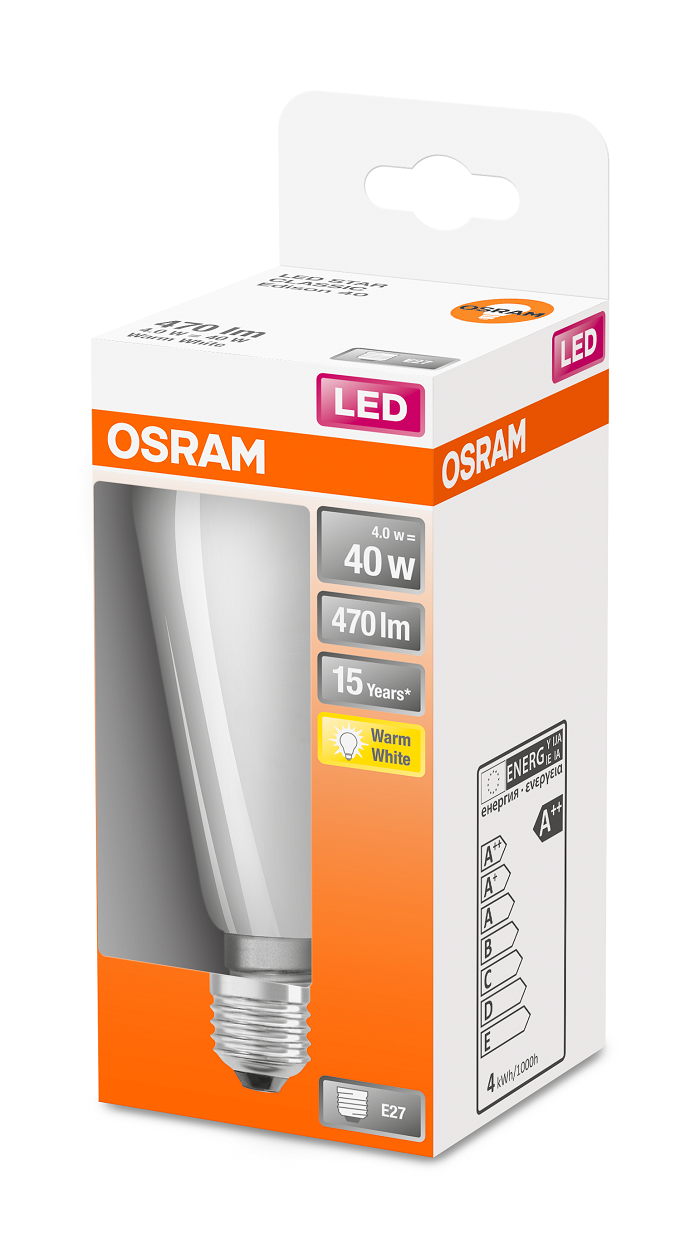 4W/2700K(=40W) E27 EDISON LED Srar FILAMENT матовая - Cветодиодная лампа Эдисон OSRAM