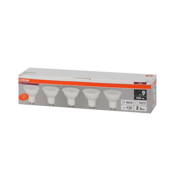 PAR16 5SW/4000K(=35W) GU10 230V (Экопак 5шт) - Светодиодная лампа OSRAM LED Value PAR16