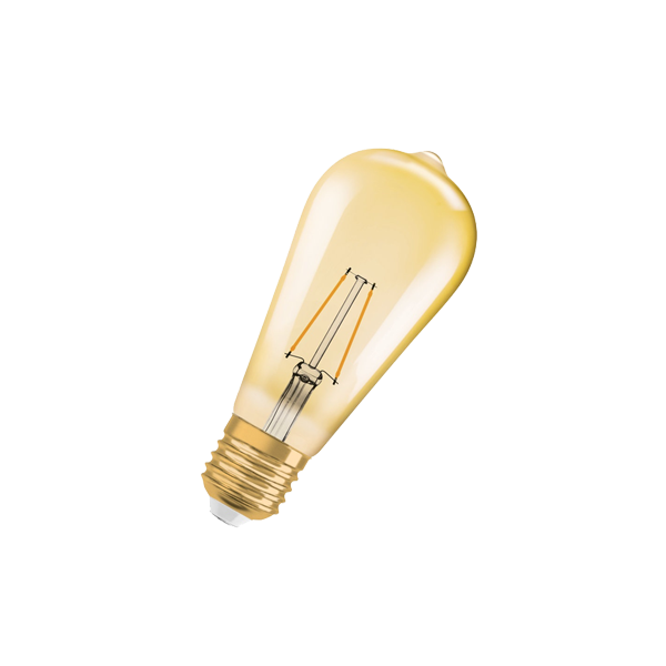 1906LED40       2.5W/824 230V FIL GOLD E27  (21W)  FS OSRAM - лампа капля винтаж