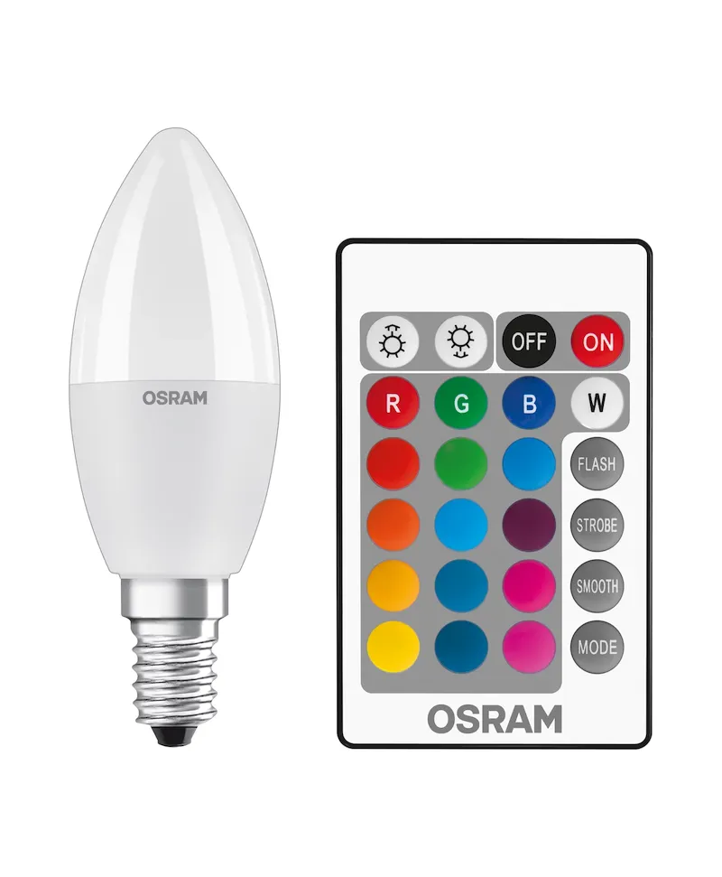 5.5W/RGBW (=40W) E14 230V LED Star - Светодиодная лампа свеча + пульт OSRAM